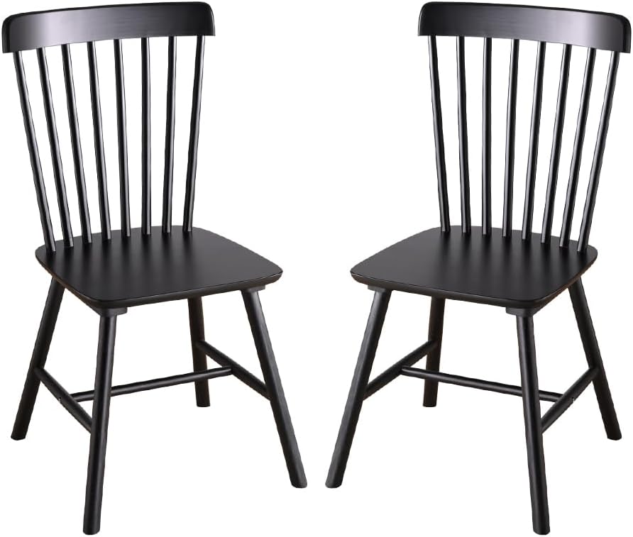 512KN1SoO0L._AC_SL1000_.jpg Wooden Windsor Dining Chairs Set of 2 Wood Dining Room Chair Black Spindle Side Kitchen Room Country Farmhouse Chairs - Image 1