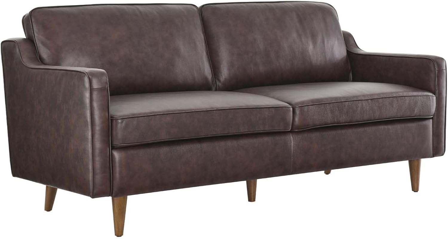 513MSq42ovL._AC_SL1500_.jpg Upholstered Genuine Leather Sofa in Brown - Image 1