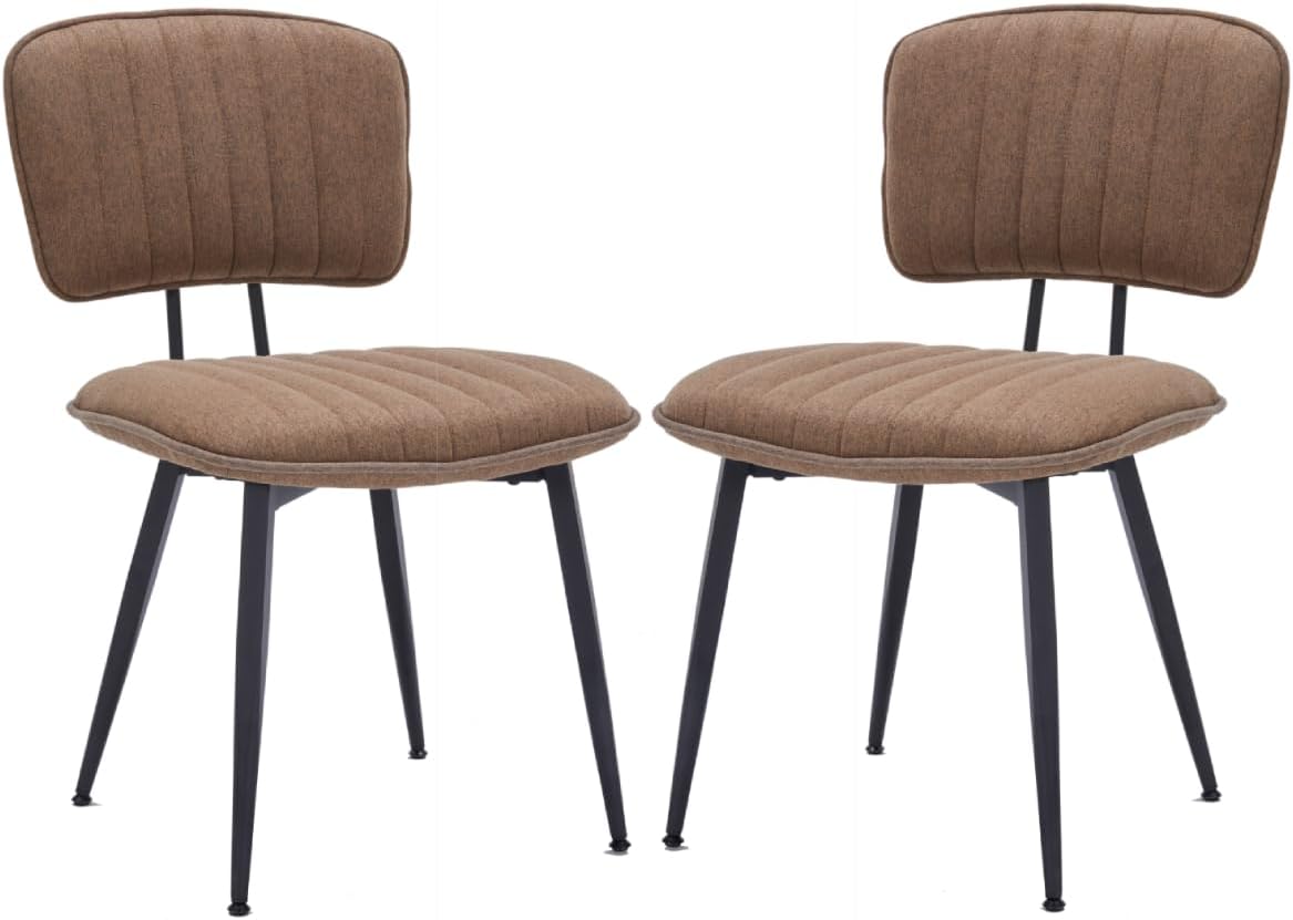 51rKlwp-dRL._AC_SL1200_.jpg Upholstered Dining Chairs Set of 2, Fabric Kitchen Dining Room Chairs with Metal Legs, Modern Dining Chairs for Living Room & Dining Room (Brown) - Image 1