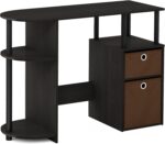Computer Study Desk with Bin, Brown