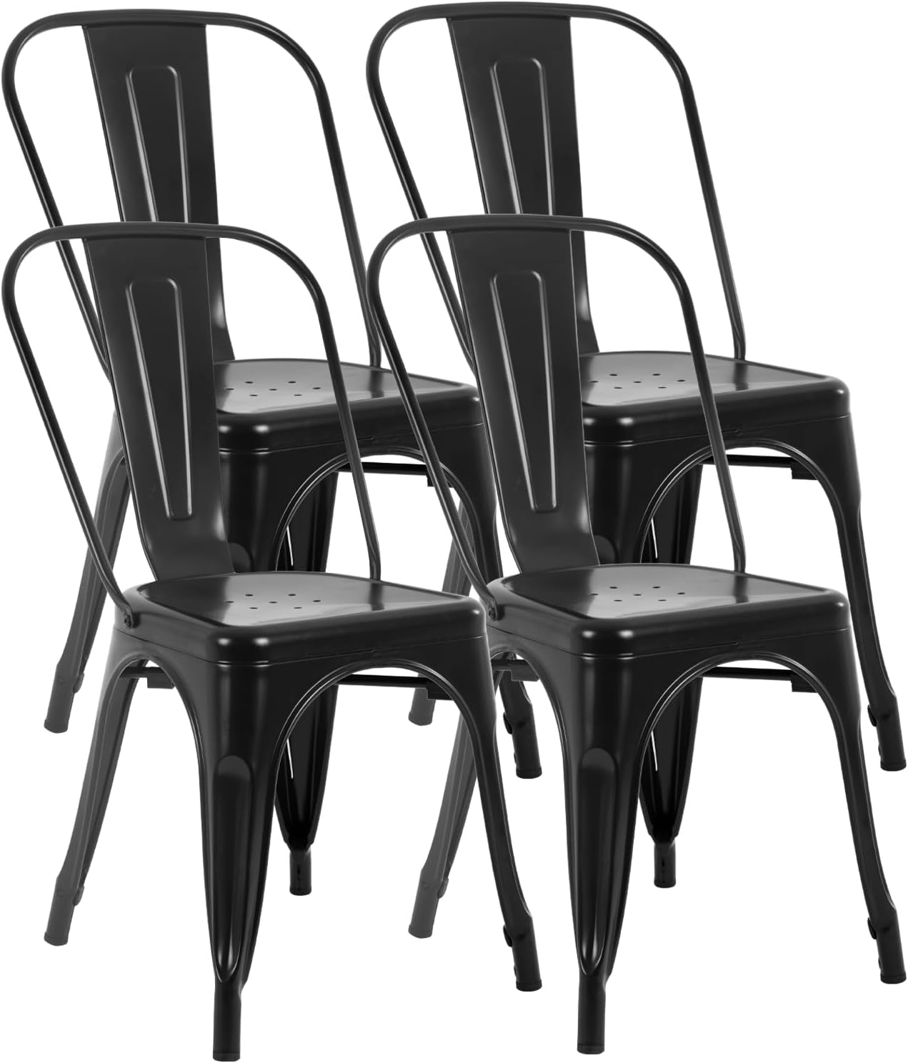 61SSdt8xXL._AC_SL1500_.jpg Metal Dining Chairs Set Of 4 Indoor Outdoor Chairs Patio Chairs Kitchen Metal Chairs 18 Inch Seat Height Restaurant Chair Metal Stackable Chair Side Bar Chairs 330LBS Weight Capacity - Image 1