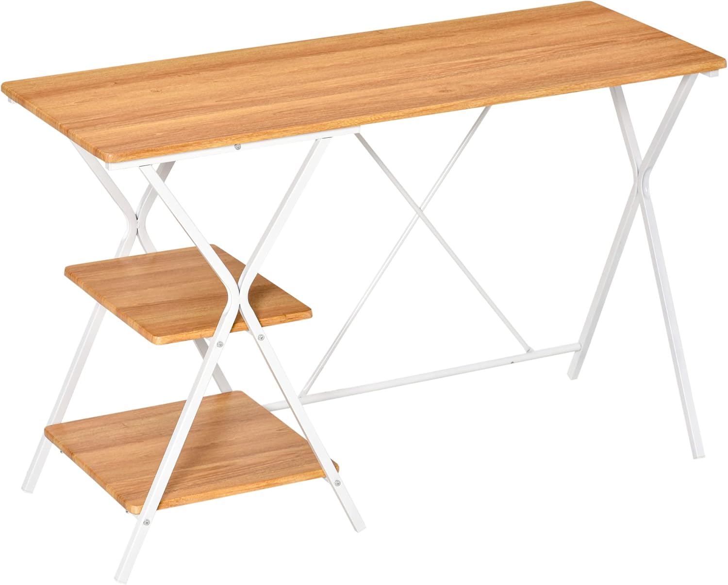 61q-fCmoYmL._AC_SL1500_.jpg Computer Desk with Storage Shelves, Writing Desk for Home Office, Study Workstation, Natural - Image 1