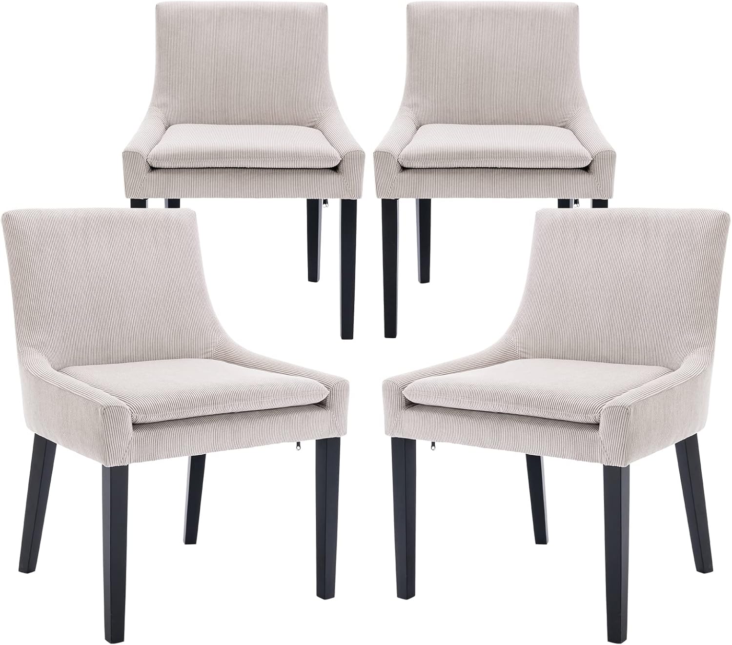 7180q79RiCL._AC_SL1500_.jpg Modern Dining Chairs Set of 4, Upholstered Corduroy Accent Side Leisure Chairs with Mid Back and Wood Legs for Living Room/Dining Room-Beige - Image 1