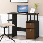 Computer Study Desk with Bin, Brown - Image 2