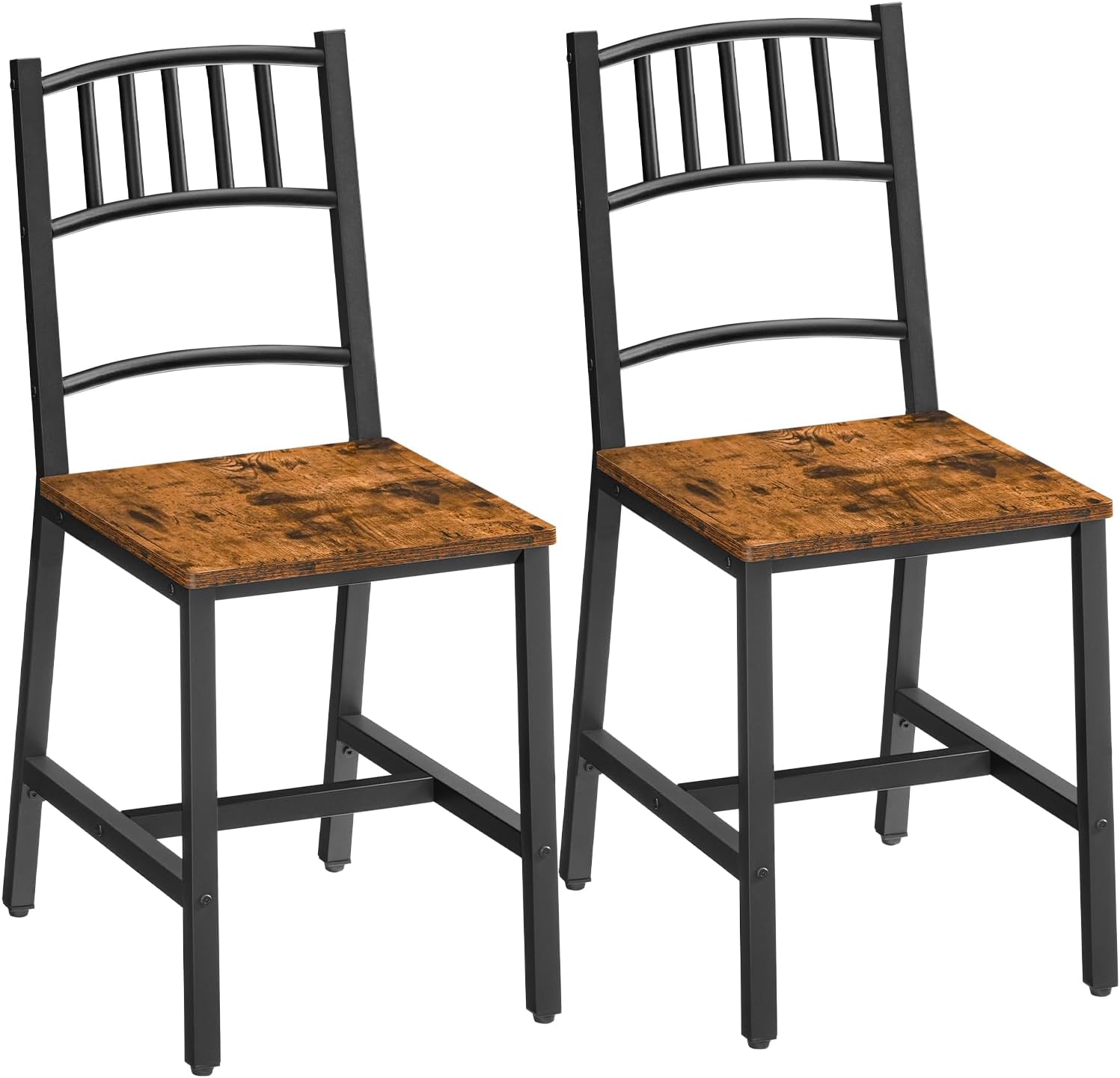 71cQMKblbHL._AC_SL1500_.jpg Kitchen Chairs Set of 2, Wooden Dining Room Chairs with Metal Frame, Dining Chairs with Back, Easy to Assemble, Farmhouse Dining Chairs for Kitchen, Living Room, Rustic Brown and Black - Image 1